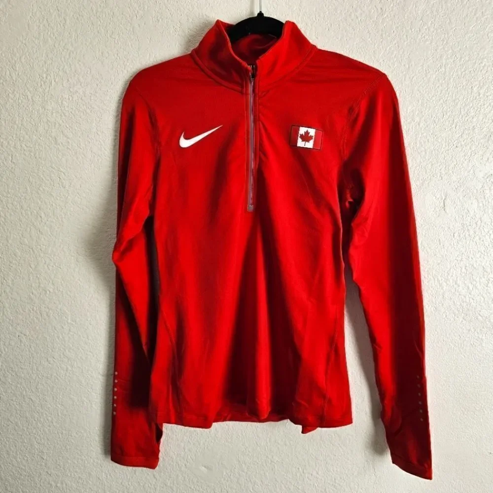 Nike Canada Pro Elite Running 1/2 Zip Lightweight Running Jacket Small S Red New